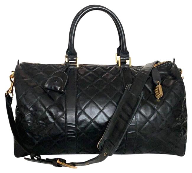 Chanel Vintage Boston Weekeneder Black Patent Leather WeekendTravel Bag