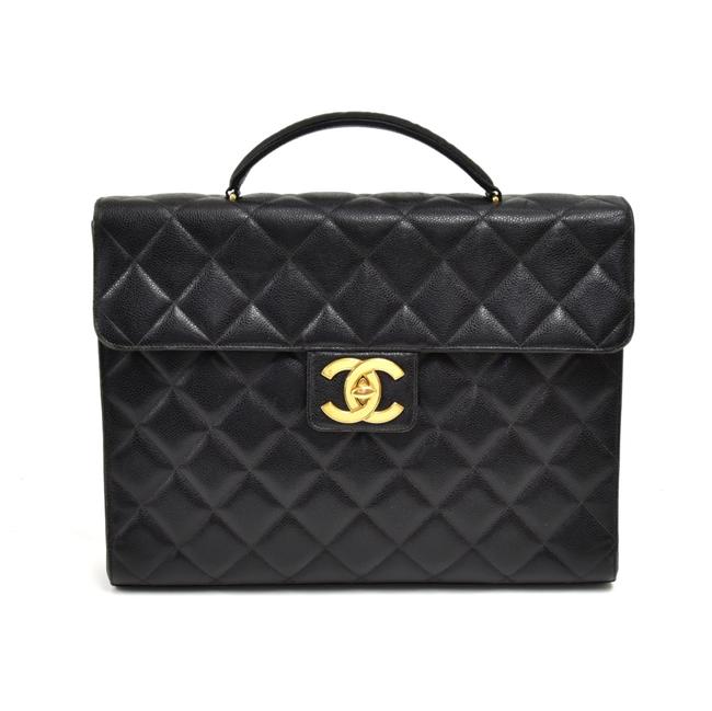 Chanel Vintage Caviar Quilted Briefcase Black Leather Laptop Bag