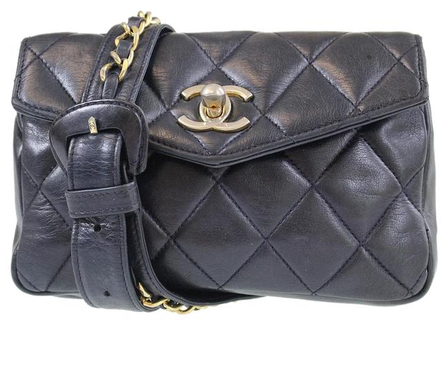 Chanel Belt Vintage Flap Waist Dark Navy Lamb Skin WeekendTravel Bag