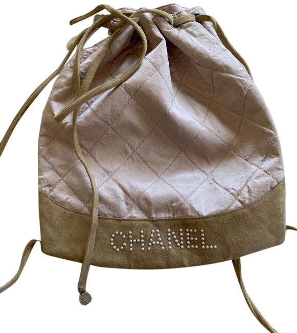 Chanel Vintage Peach Blush Satin Suede Backpack