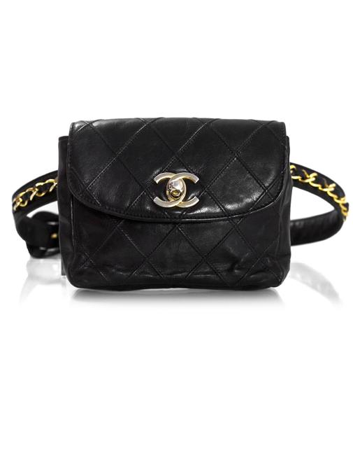 Chanel Belt Vintage Quilted 65 Black Leather WeekendTravel Bag