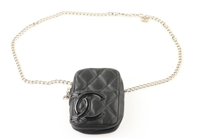 Chanel Waist Bag Cambon Extra Mini Black Lambskin Leather Baguette