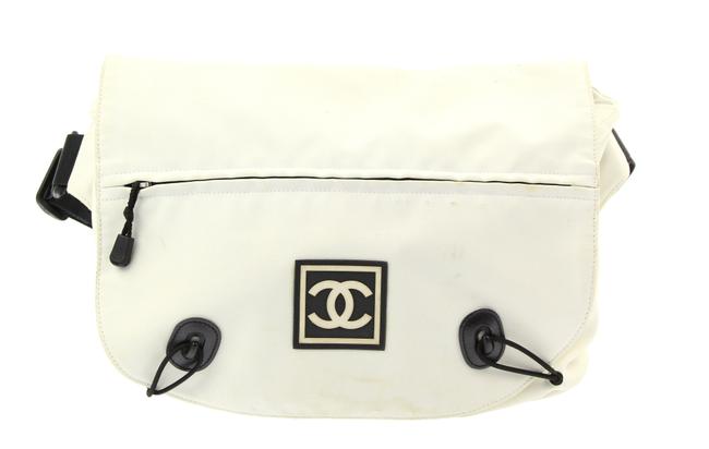 Chanel Waist Extra Large Sport White Canvas Messenger Bag