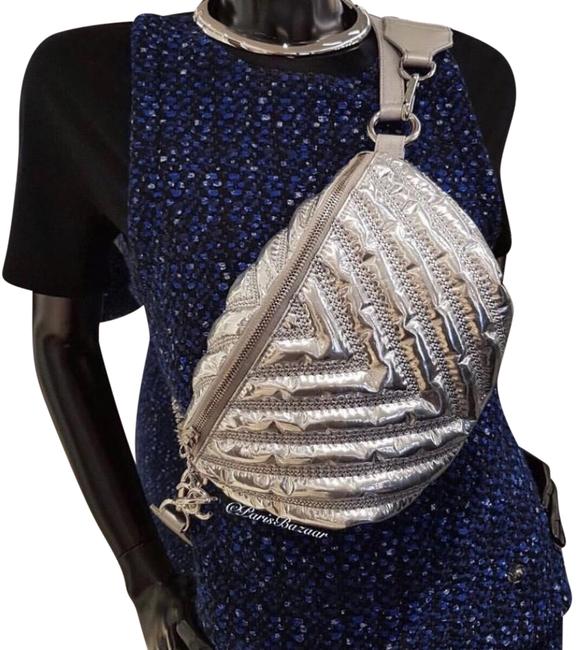 Chanel Waist Metallic Silver Leather Messenger Bag