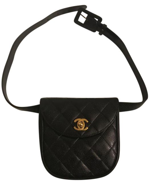 Chanel Bum Waist With Belt Black Leather WeekendTravel Bag