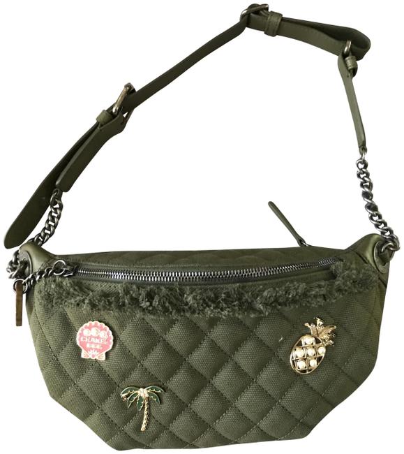Chanel Waist Cuba Cruise Collection Green Canvas WeekendTravel Bag