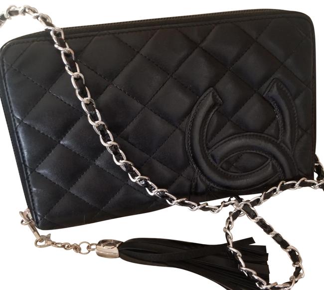 Chanel Wallet on Chain Cambon XL Black Lambskin Leather Wristlet