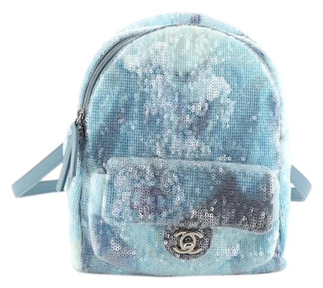 Chanel Waterfall with Leather Mini Blue Sequins Backpack