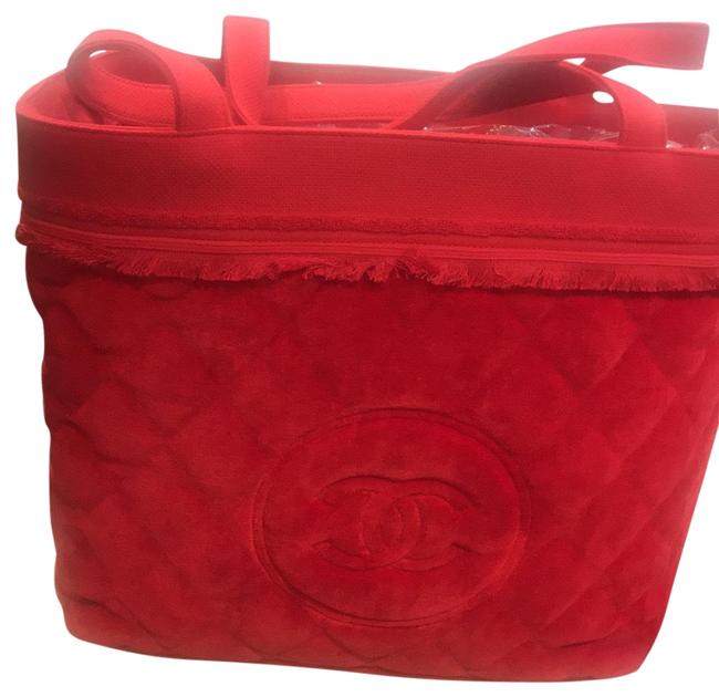 Chanel With Blanket Red Terry Beach Tote WeekendTravel Bag