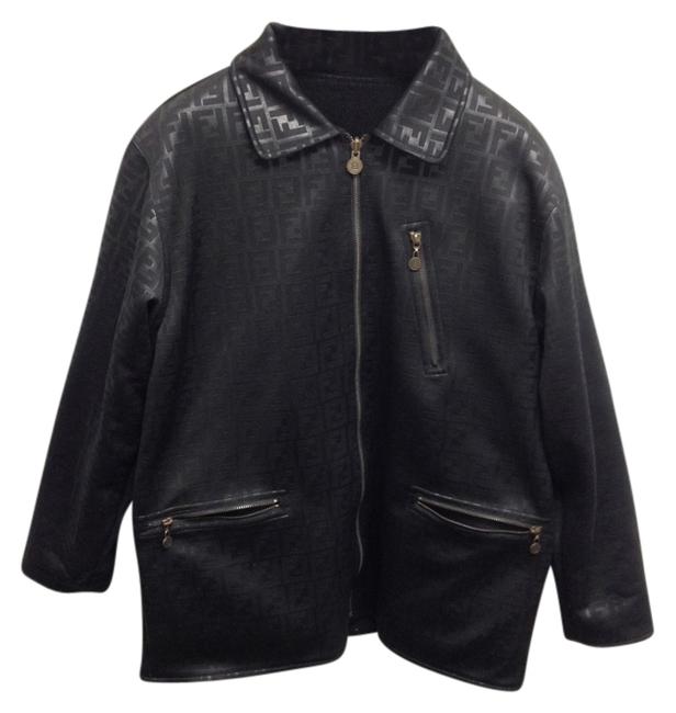 Fendi XL #4690 Black Ff Logo Zucca Coat For Men Jacket24 Plus 2x