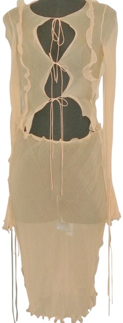 Fendi Beige Sheer Outfit Skirt Suit 