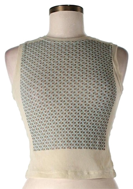 Fendi Signature f Design Knit Beige Sweater