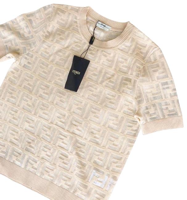 Fendi Beige Sleeve Sweater Tee Shirt 