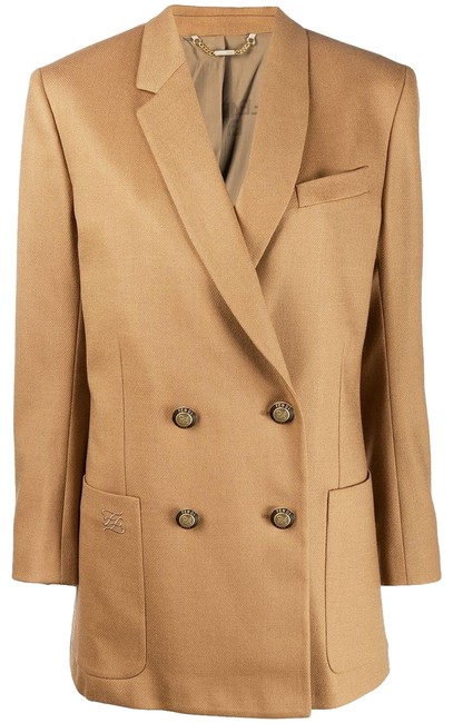 Fendi Beige XS Spk New Double Breasted Coat PonchoCape