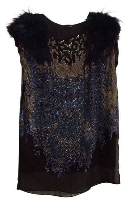 Fendi Black Blue Gold Above Knee Cocktail Dress