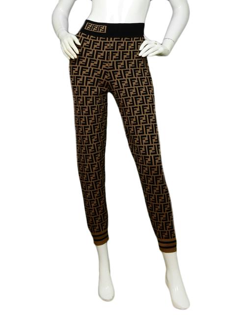 Fendi Black Brown Ff Logo Knit It 40 Leggings