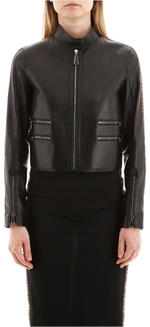 Fendi Black Cr New Leather Biker Jacket 