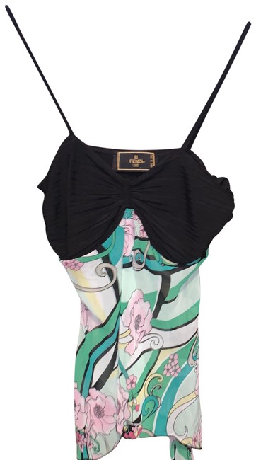 Fendi Black Green Pink Tank TopCami