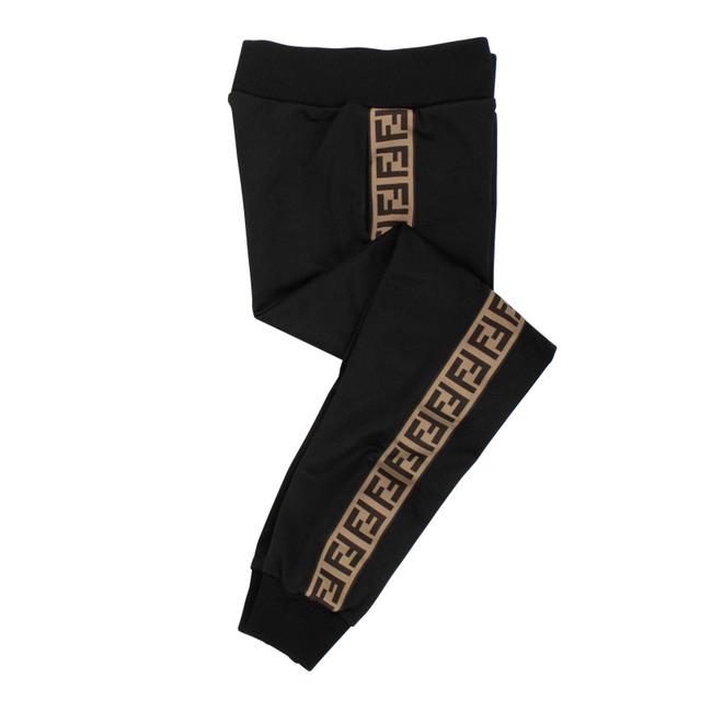 Fendi Black Jersey Polyester Blend Logo Design Sweatpants Pants
