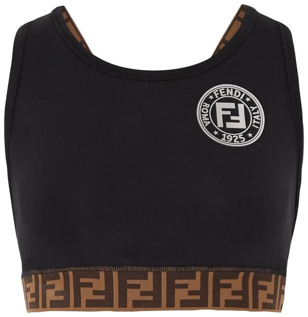 Fendi Black Printed Stretch It46 Activewear Sports Bra