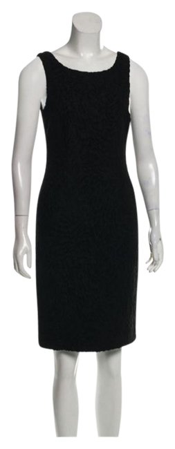 Fendi Black Textured Knee length Mid length WorkOffice Dress