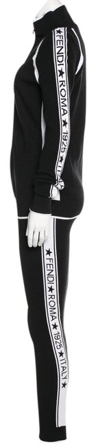 Fendi Black White Athletic Intarsia Zip HoodiePant Suit 
