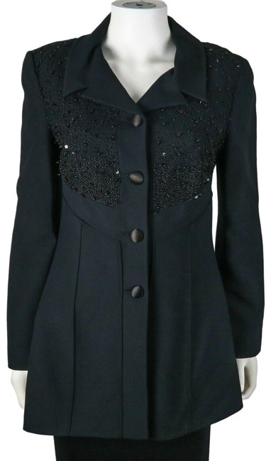 Fendi Black XS Hand Beaded Long Button Up Us 40 Blazer