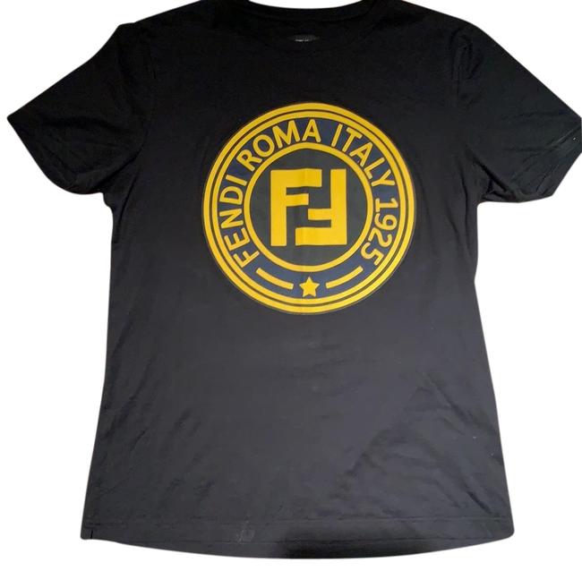 Fendi BlackYellow Detail Roma Tee Shirt 