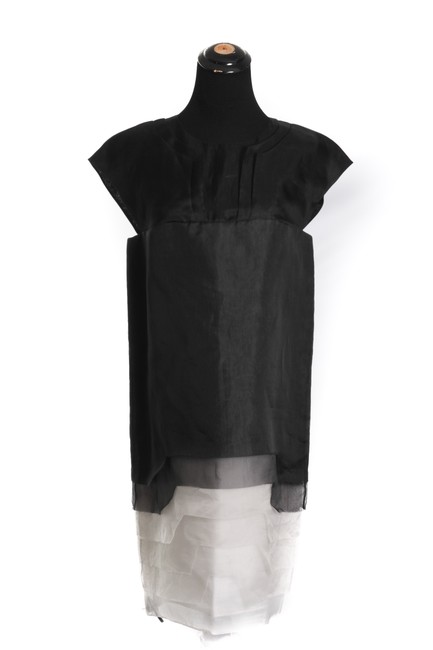 Fendi BlackWhite Silk Gradient Mid length Cocktail Dress