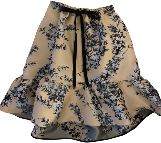 Fendi Blue and Gray 18ss Drawstring Floral Jacquard Skirt