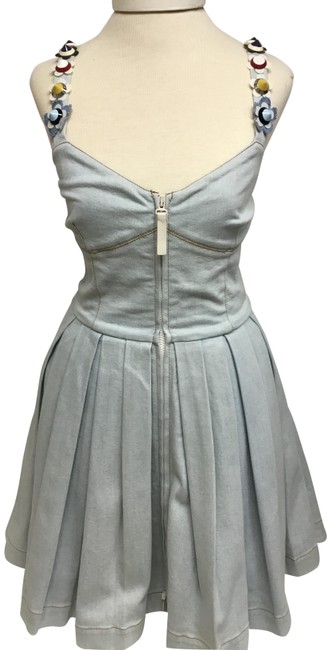Fendi Blue Denim with Flower Straps Short Casual Dress
