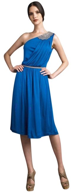 Fendi Blue One Shoulder Mid length Cocktail Dress