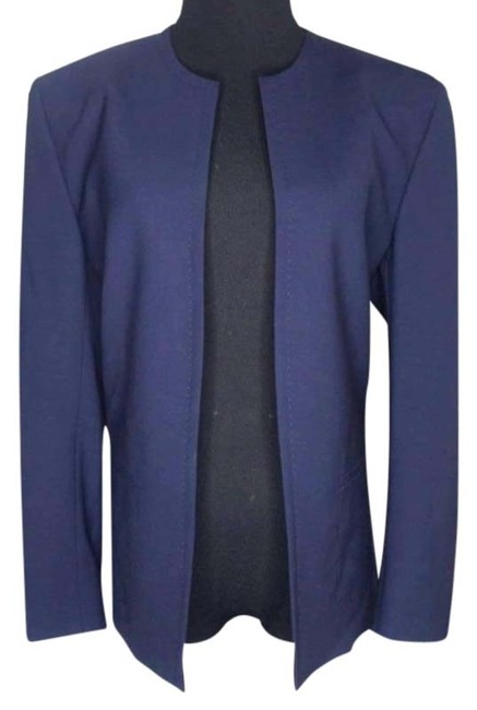 Fendi Blue Open Front Navy Collarless Large Blazer 