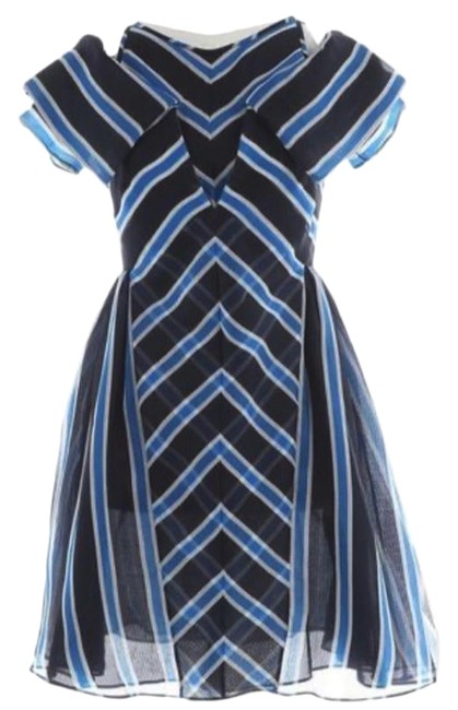 Fendi Blue Striped Short Cocktail Dress