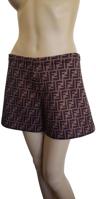 Fendi Brown Black Multicolor Zucca Logo Printed Shorts