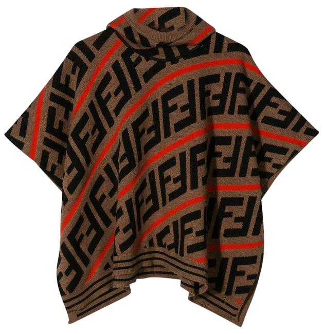 Fendi Brown Black Zucca Monogram Print Jacquard PonchoCape