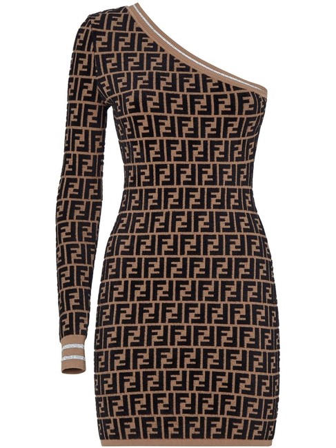 Fendi Brown Prints On Mid length Formal Dress 