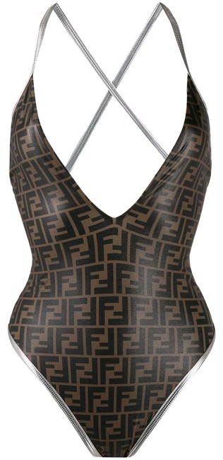 Fendi Brown Spk New Swimwear 44 One piece Bathing Suit 