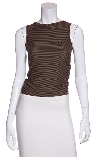 Fendi Brown Striped Stretch knit Tank TopCami