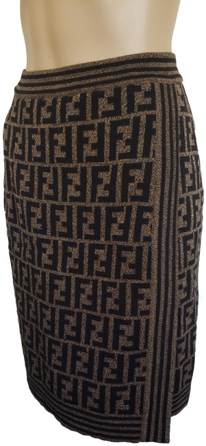 Fendi Brown Vintage Zucca Monogram Wool Skirt