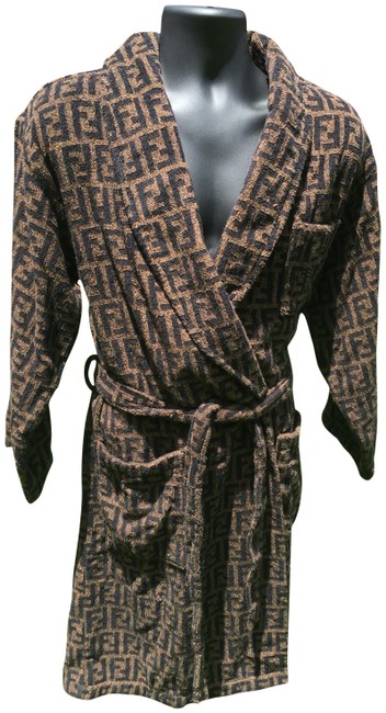 Fendi Brown Zucca Logo Luxury Robe Activewear 