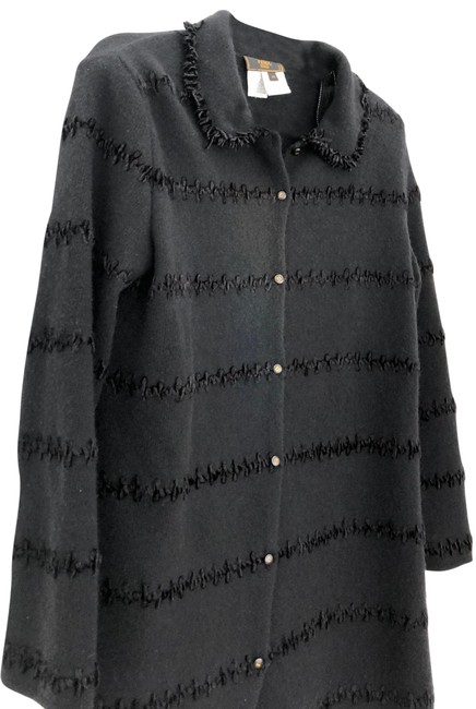 Fendi Cashmere Wool Blend Long Cardigan Black Sweater