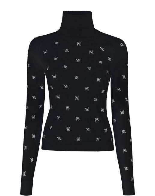 Fendi Cr New Ff Karligraphy Turtleneck Black Sweater