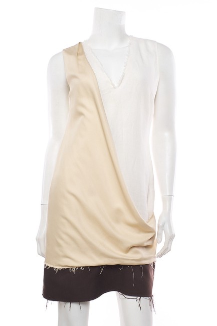 Fendi CreamBeige Silk Blend Mini 40 Short Casual Dress
