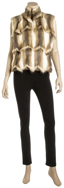 Fendi Cream and Brown 491768 Natural Fur Jacket 44 Vest 