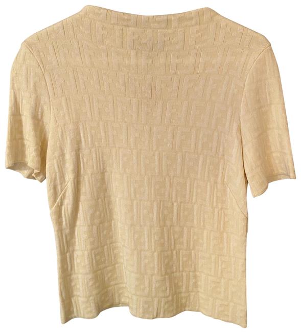 Fendi Cream Maglia Logo Tee Shirt