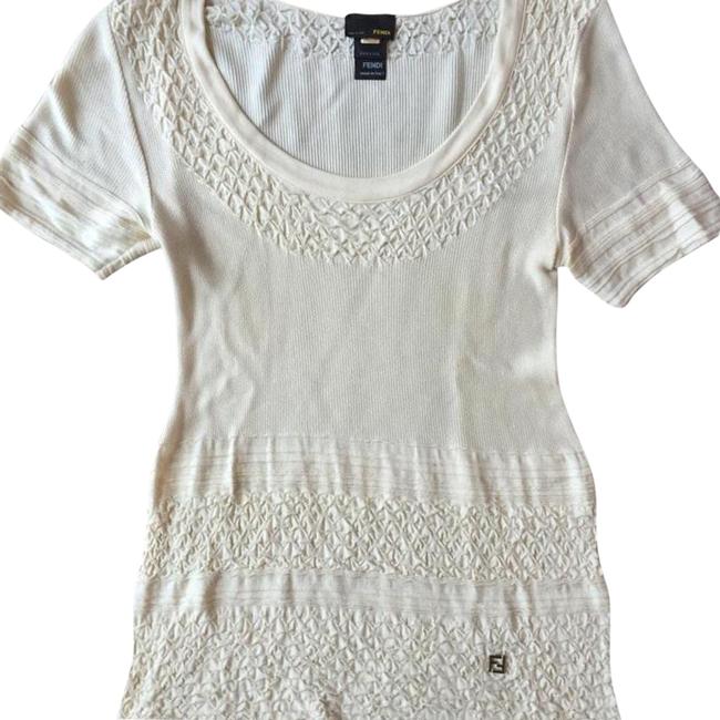 Fendi Cream Ruffle Short Sleeves Blouse 