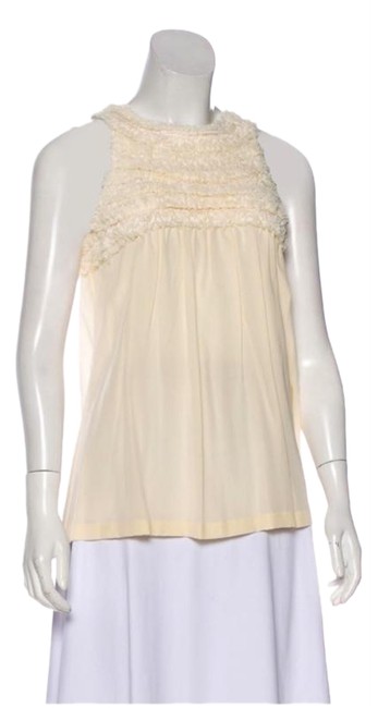 Fendi Cream Silk Ruffle Blouse