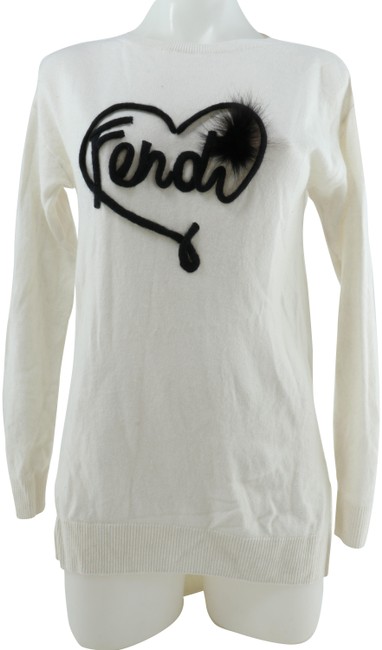 Fendi Dropped shoulder Cashmere Silk blend White Sweater