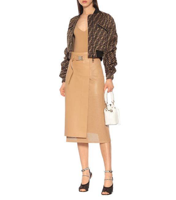 Fendi Durian Asymmetrical Perforated Leather Wrap Skirt